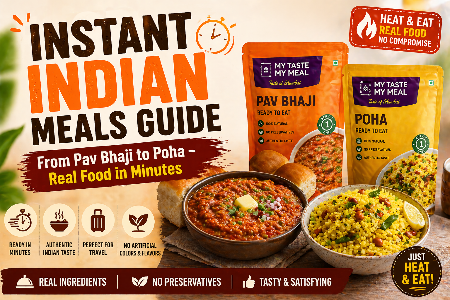Instant Indian Meals Guide: From Pav Bhaji Ready to Eat to Poha – Real Food in Minutes
